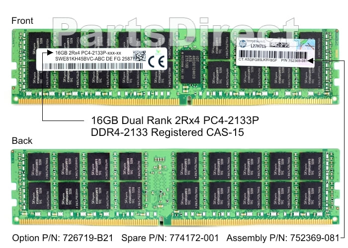 Комплект памяти DIMM P19041-B21 HP DL325 G10 16 ГБ одноранговой памяти PC4-23400 DDR4 SDRAM (1x16 ГБ)