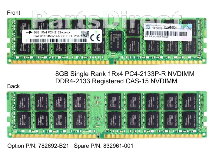 782692-B21 HP DL360 G9 8 ГБ одноранговой памяти PC4-17000 DDR4 SDRAM NVDIMM Kit (1x8 ГБ)