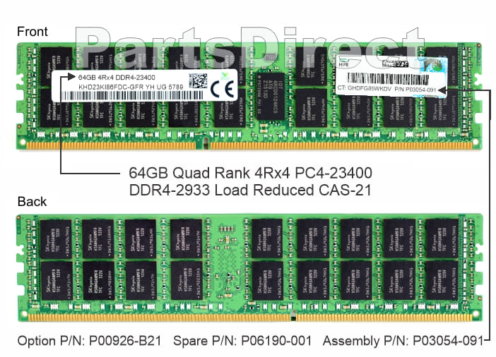 P00926-B21 HP DL160 G10 64 ГБ четырехранговой памяти PC4-23400 DDR4 SDRAM DIMM комплект (1x64 ГБ)