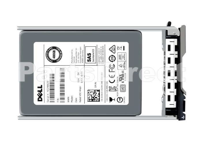 8Y64H Твердотельный накопитель Dell, 480 ГБ, 12 ГБ, 2,5 TLC, SAS RI, с G176J